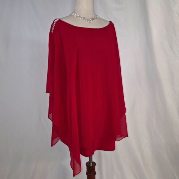 DB 1962 Ruby Red Gemstone Poncho Style Flowy Blouse Size 2X - Picture 1 of 5